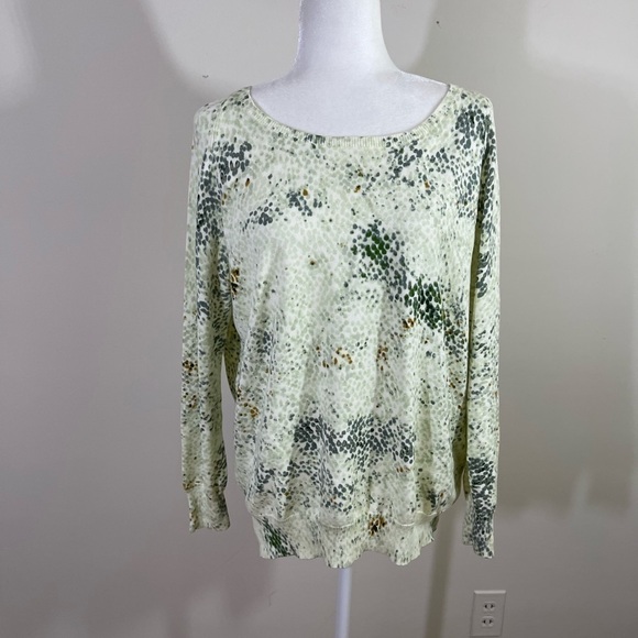 H by Halston sz med sweater light cream with earthy tones in an abstract design - Picture 6 of 12